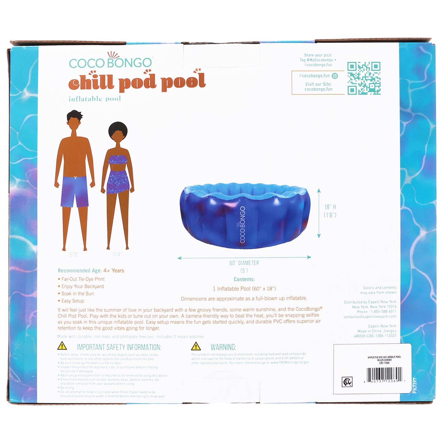 Hyper Tie-Dye Inflatable Pool – Blue/Purple